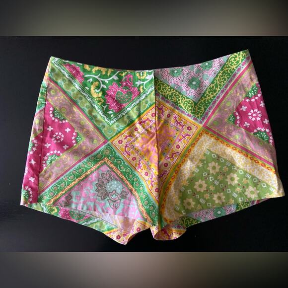 LIDI Colorful Spring Floral Patchwork Shorts sz 10 - Picture 1 of 11